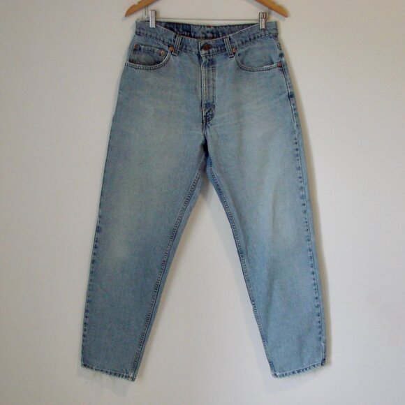 Vintage 90s Levi's 550 Jeans Relaxed Fit Tapered Leg Black Batwing 1991 34 x 30 - Picture 1 of 15